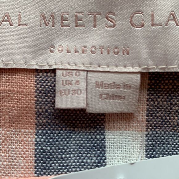 GAL MEETS GLAM linen blend plaid square neck button front fit & flare dress - Picture 7 of 11